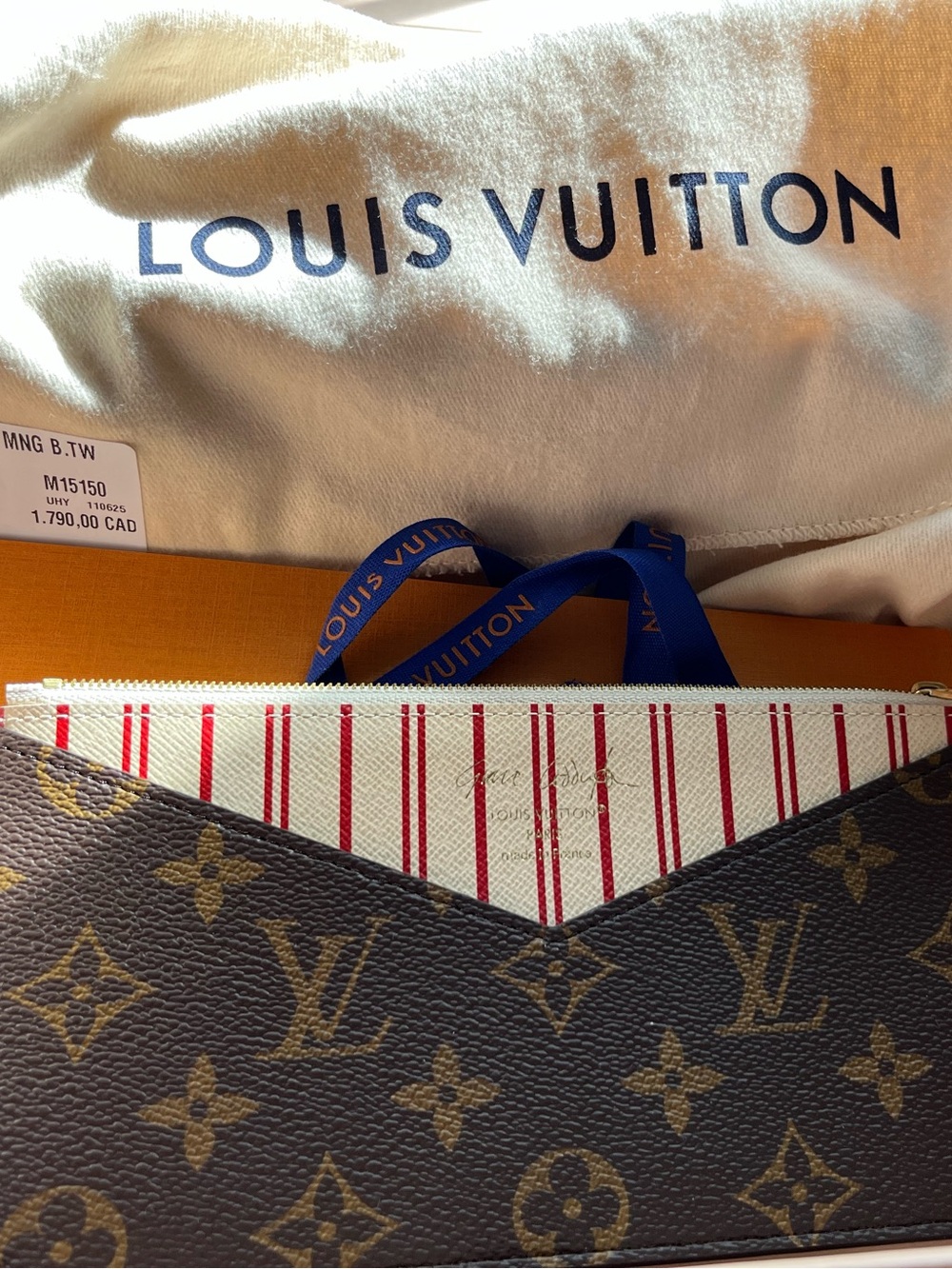 New Authentic Louis Vuitton Zipped Flat Pocket